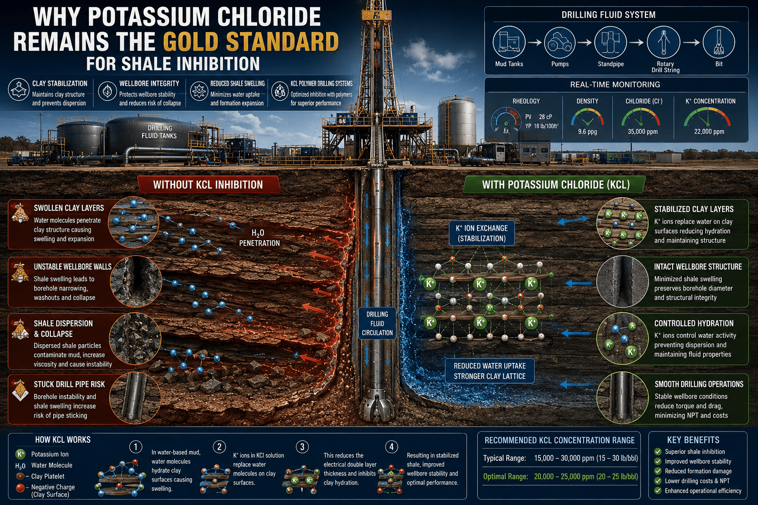 Why Potassium Chloride Remains the Gold Standard for Shale Inhibition